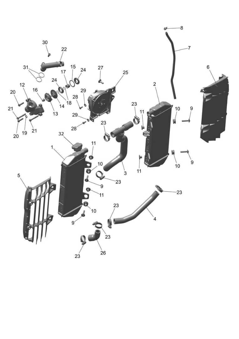 Radiator Assy, RH,28 mm Core